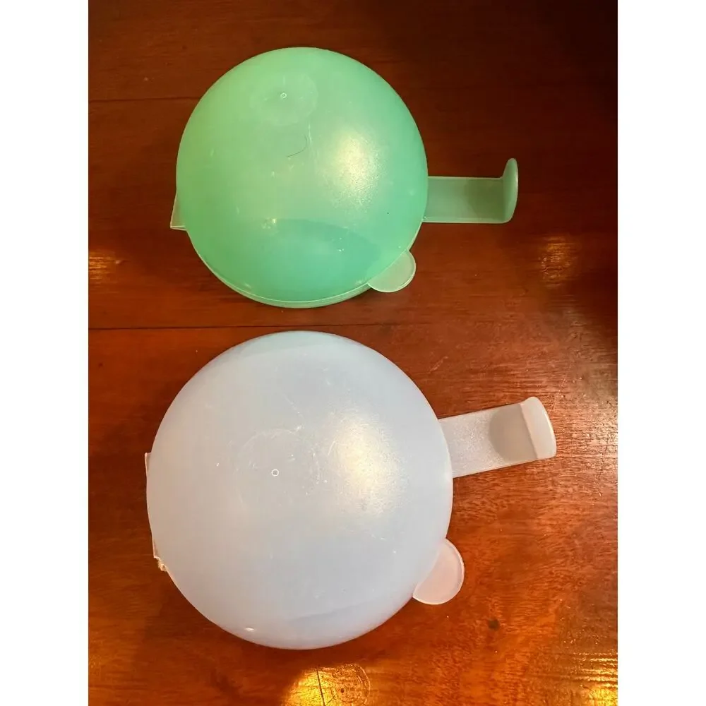 Tupperware Forget Me not Oniion Holder Blue Green Set of 2 Fruit Vintage Lot